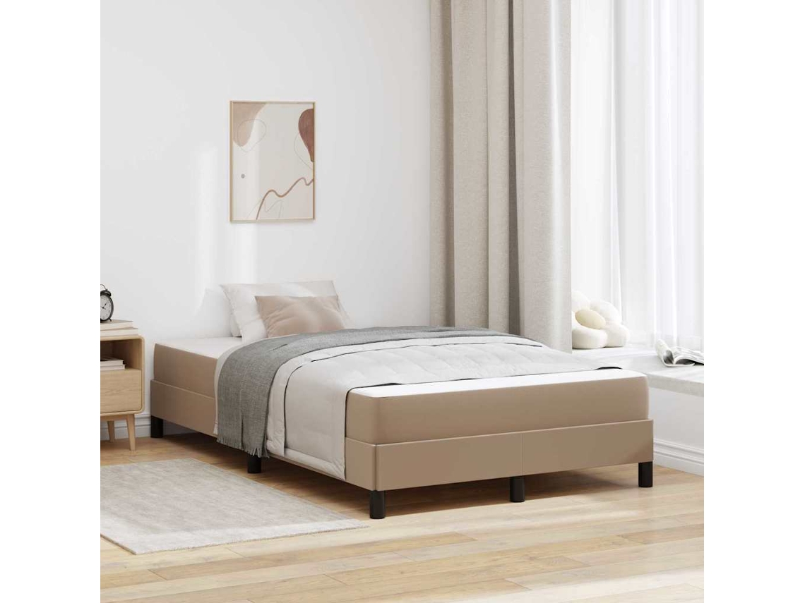 Vidaxl Estrutura Da Cama Com Colchão Cappuccino 120 X 190 Cm Tecido