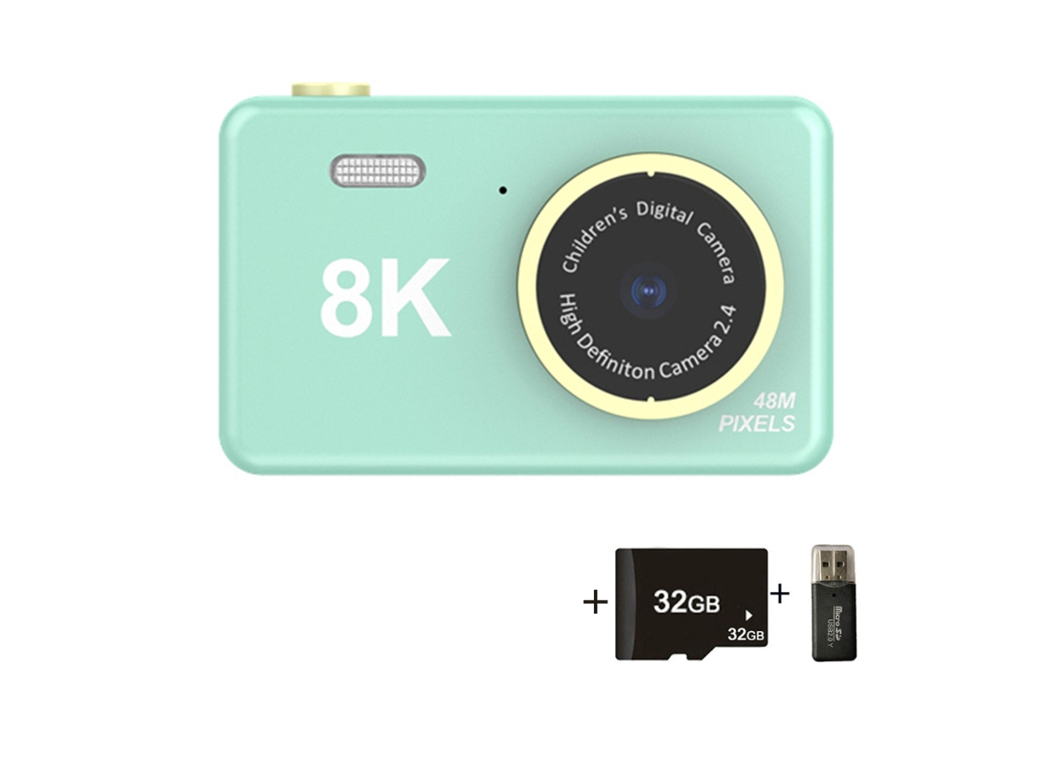 Câmera Digital Compacta Portátil Do Estudante Da Câmera 4k Hd Tela 32g De 24 Polegadas Verde Cuich