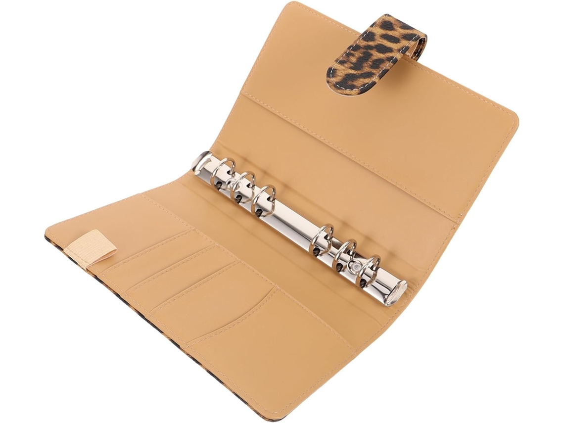 Pasta Organizadora A6 Em Couro Pu Amarelo Leopardo, Com Fecho Magnético, Capa Leve E Resistente