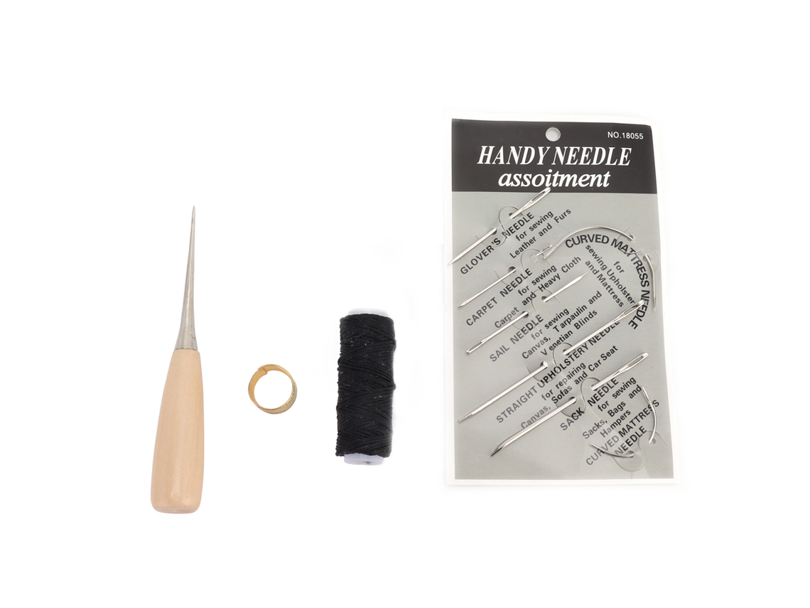 Kit De Agulhas, Fio Encerado, Punção E Dedo-de-ouro Para Costura De Couro E Artesanato Diy