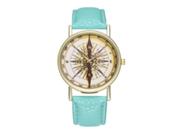 Relógio de pulso feminino de couro, estilo casual, quartzo, cor verde menta.