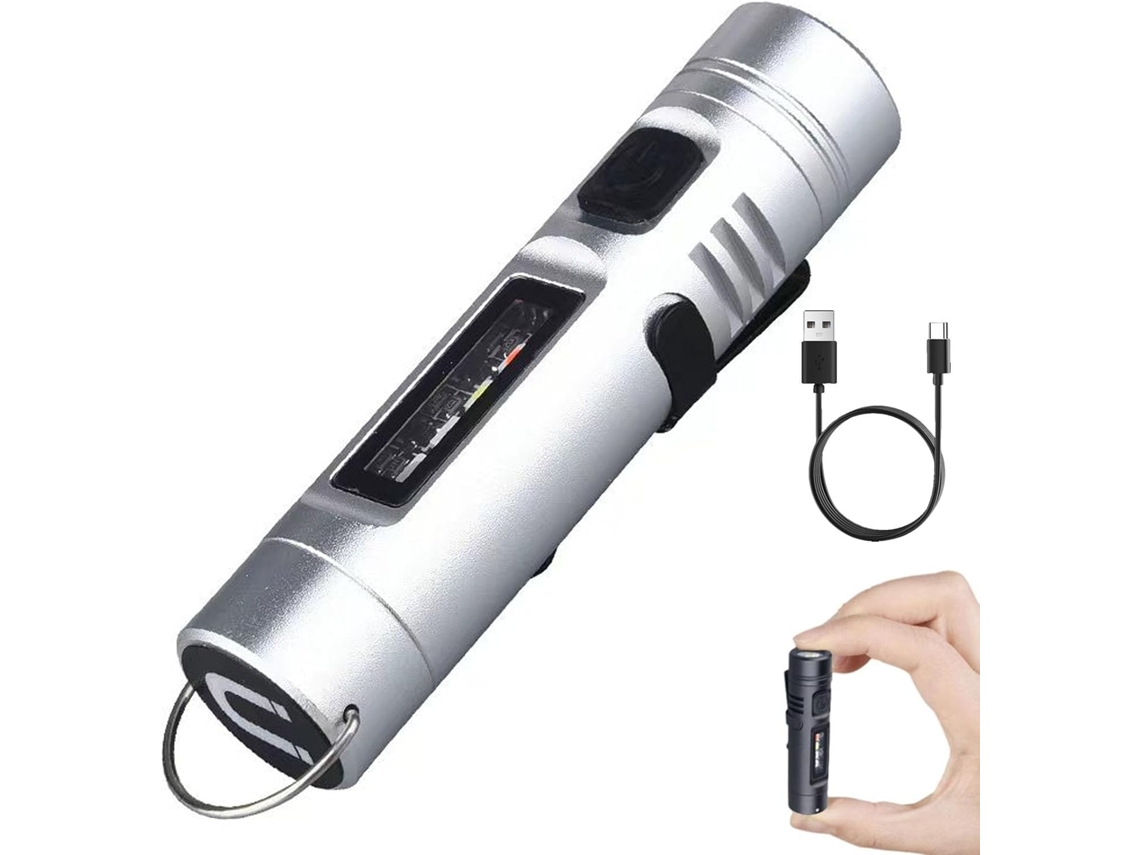 Lanterna Edc De Bolso Recarregável, Mini Com Luz Cob, Chaveiro 500