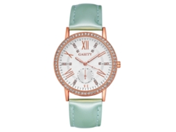 Reloj De Cuarzo Analógico Con Correa Pu Clásica Y Piedras Strass Gaiety (verde)
