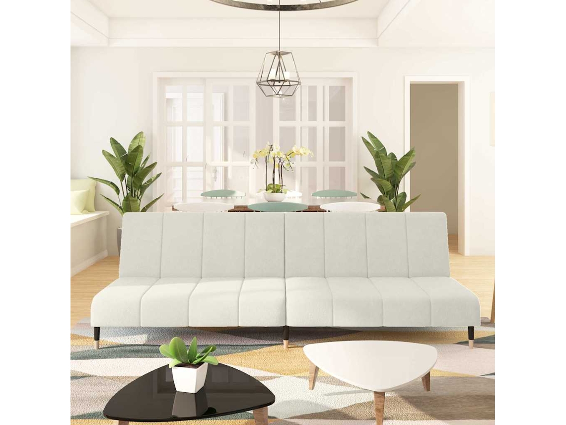 Vidaxl Sofá-cama De 2 Lugares Veludo Cor Creme
