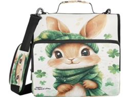 Mochila Pasta Rabbit St resistente a 3 argolas com zíper de 1,5 polegadas, alça de ombro, diversas opções de bolsas e bolsa de armazenamento.