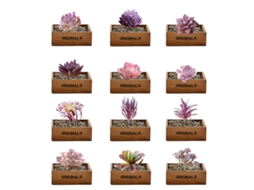 12pcs Flores Suculentas Artificiais Série Roxa, Cabeças Decorativas Criativas, Acessórios Diy, Plantas Verdes Simuladas