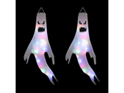 Meias De Vento De Halloween, Fantasma Assustador Pendurado Com Contas De Lâmpada Led, Led À Prova Dágua Para Decoração De Interiores E Exteriores, 2