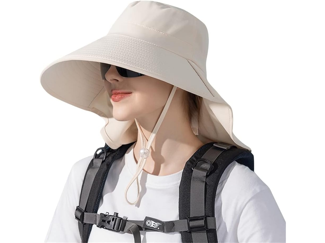 Guarda-sol para pesca com rede, chapéu de caminhada com orifício para rabo de cavalo e casaco protetor.