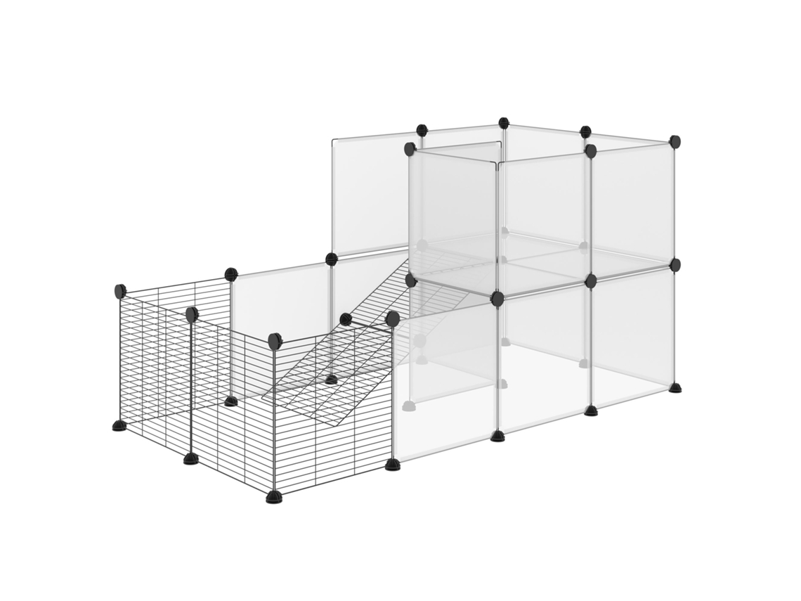 Recinto Pequenos Com 27 Painéis E Forma Personalizável 140x70x70 Cm Transparente E Preto