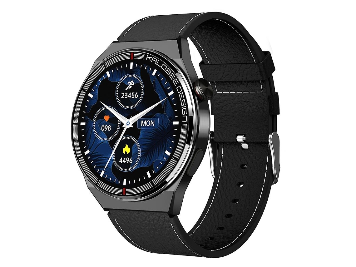 Relógio inteligente com pulseira de couro de 1,3 polegadas IP68 à prova d'água Pulseira de couro marrom VONKELIOS
