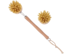 Conjunto De 2 Escovas Corporais Hohopeti Com Cabos Longos Madeira Natural Para Banho, Massagem E Limpeza Cabo De Madeira