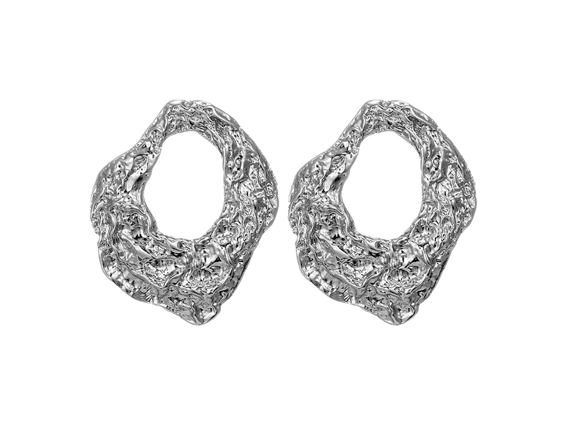 Brincos De Metal Geometria Irregular E Oco