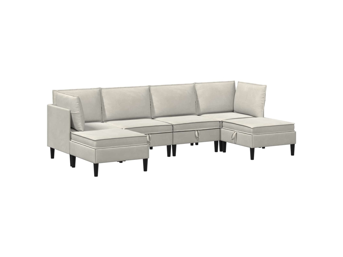 Conjunto 6 Conjunto De Sala De Estar Vidaxl Creme Veludo (280 X 140 X 82 Cm)