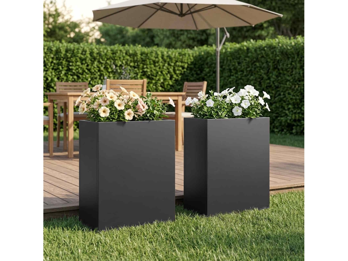 Vidaxl Vaso De Jardim 2 Unid. Preto 40 X 20 X 50 Cm