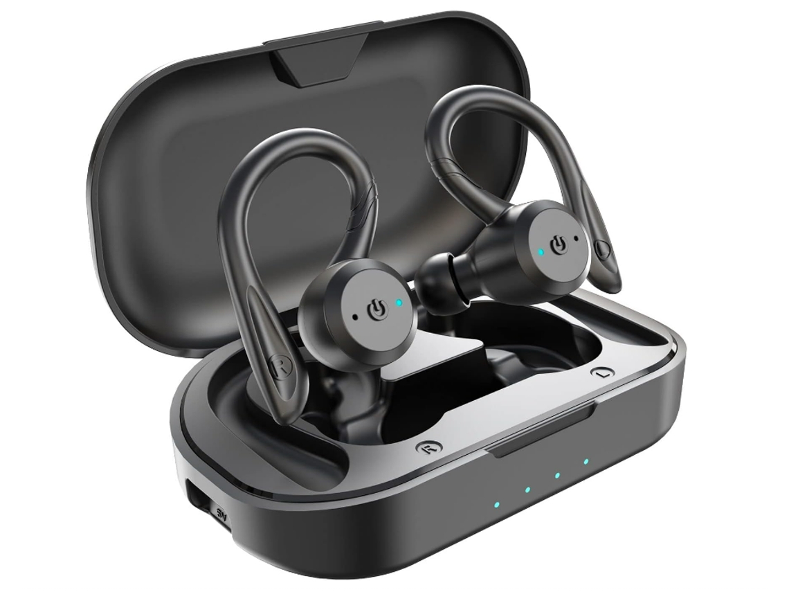 Fones Sem Fio Bluetooth 5.2 C/ Microfone Redução Ruído Inteligente, Tela Led, Estojo Carregamento Rápido, Controle Toque Preto JIAPEI