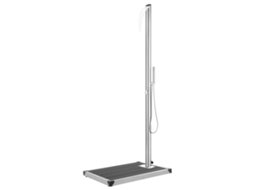 Vidaxl Chuveiro De Jardim C/ Base Cinzenta 225 Cm Aço Inoxidável