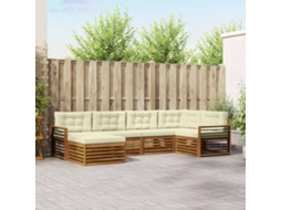 Vidaxl Conjunto De Sofás Para Exterior 6 Unid. Natural E Creme