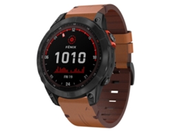 Bracelete de Smartwatch para Garmin Fenix 7 Solar 22mm com fivela de aço e couro (marrom)