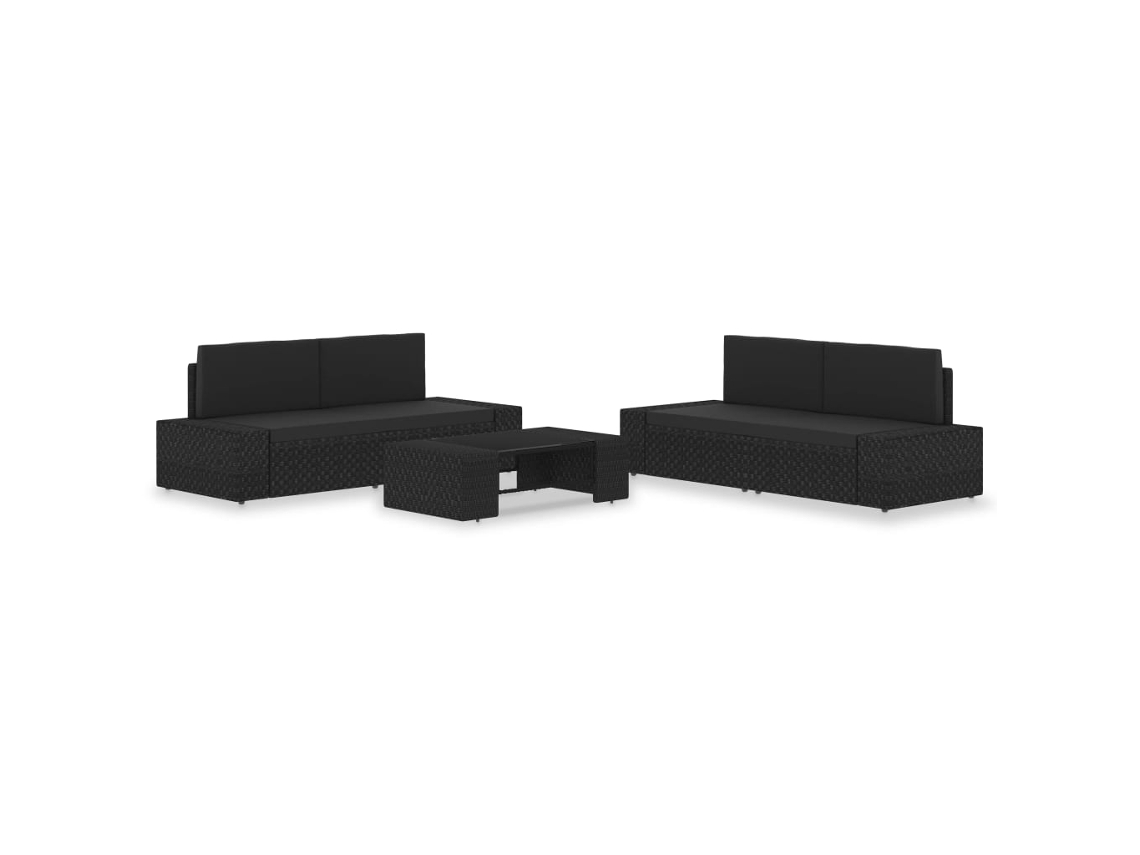 5 Pcs Conjunto Lounge Para Jardim Vime Pe Preto Dkd Home Decor