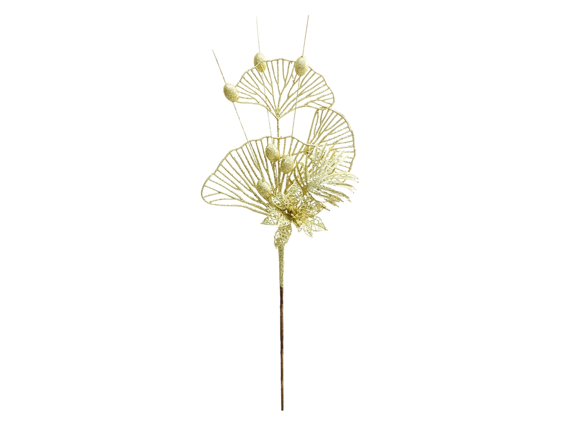 Pó de Ouro Natalício com Ramo de Lírio e Folhas, 42cm LAXISCREED