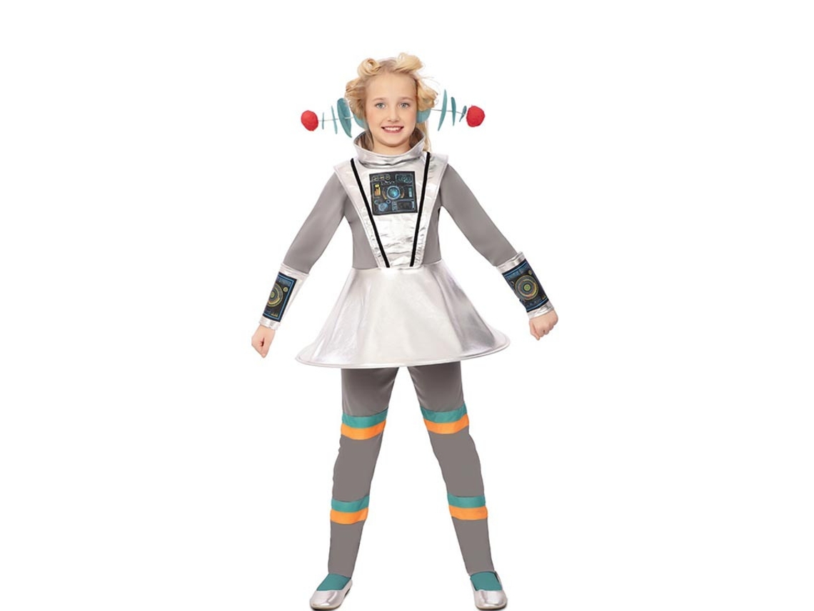Fato de agente espacial cinza com munhequeiras para menina
