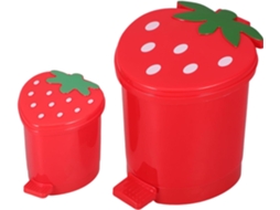 Conjunto de 2 Caixas Escritório Plástico Vermelho Stobaza, Compactas e Decorativas, com Desenho Morango, para