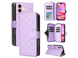 Capa Para Iphone 17 Em Couro Com Zíper Em Formato De Losango E Fivela Com Alça.