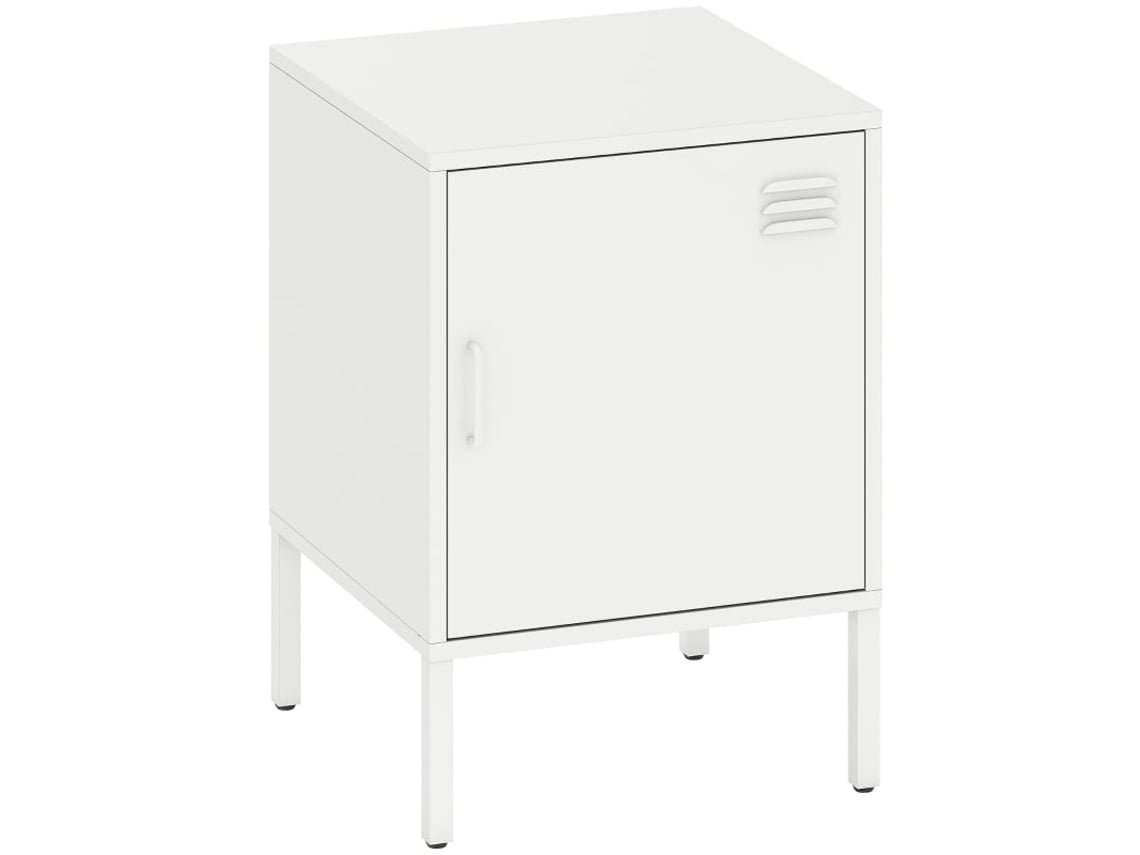 Mesa Cabeceira Aço 1 Prateleira Ajustável Branca