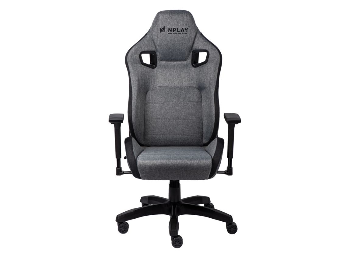 Cadeira Gaming NPLAY 6.2 CANVAS EDITION (Outlet Grade A - Até 130 kg - Elevador a Gás Classe 4 - Cinza e Preto)