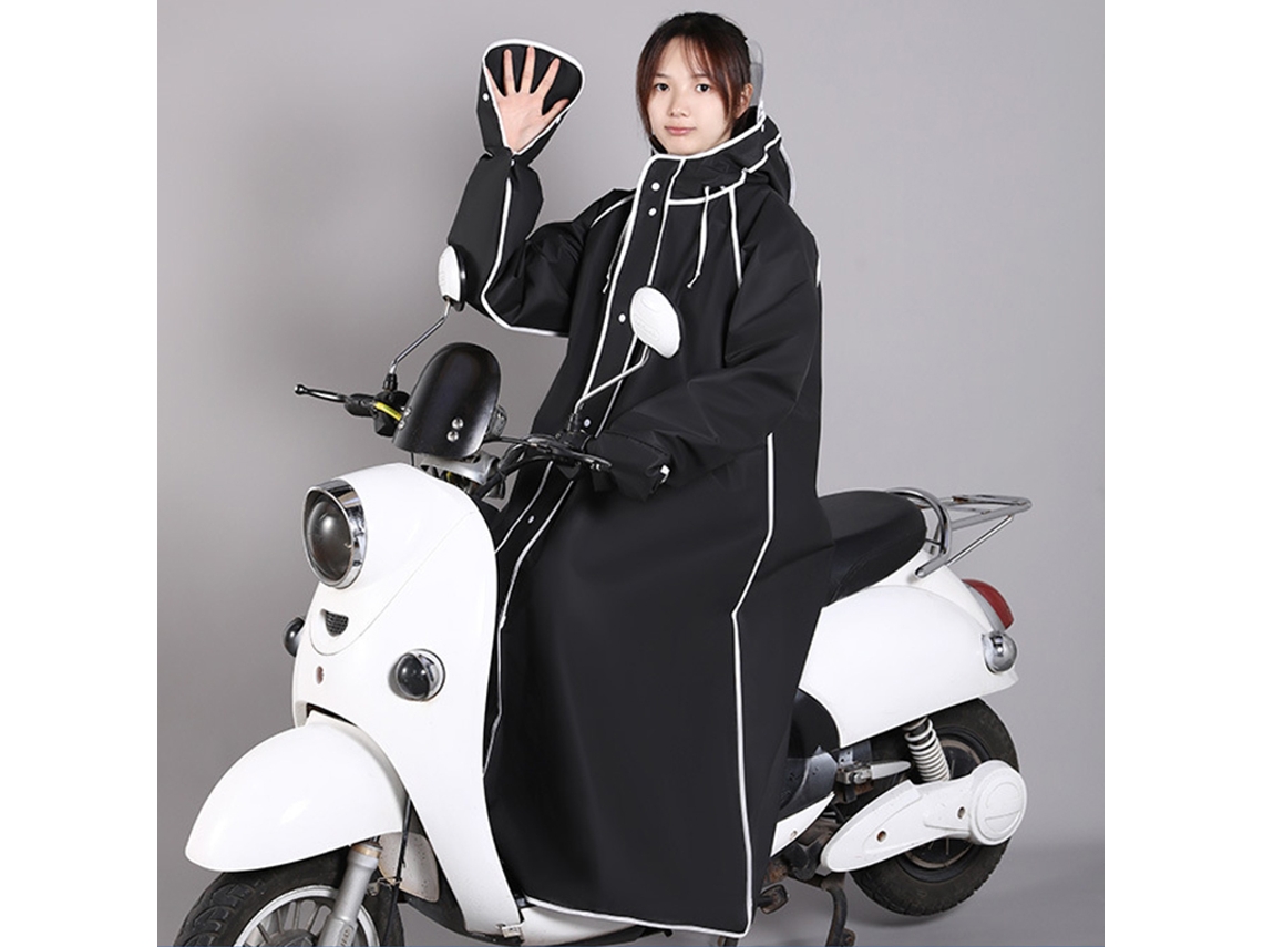 Capa de chuva para adultos, capa de chuva para tempestades, ideal para caminhadas e ciclismo, com aba dupla, tamanho XL (155-160 cm), preta (902).
