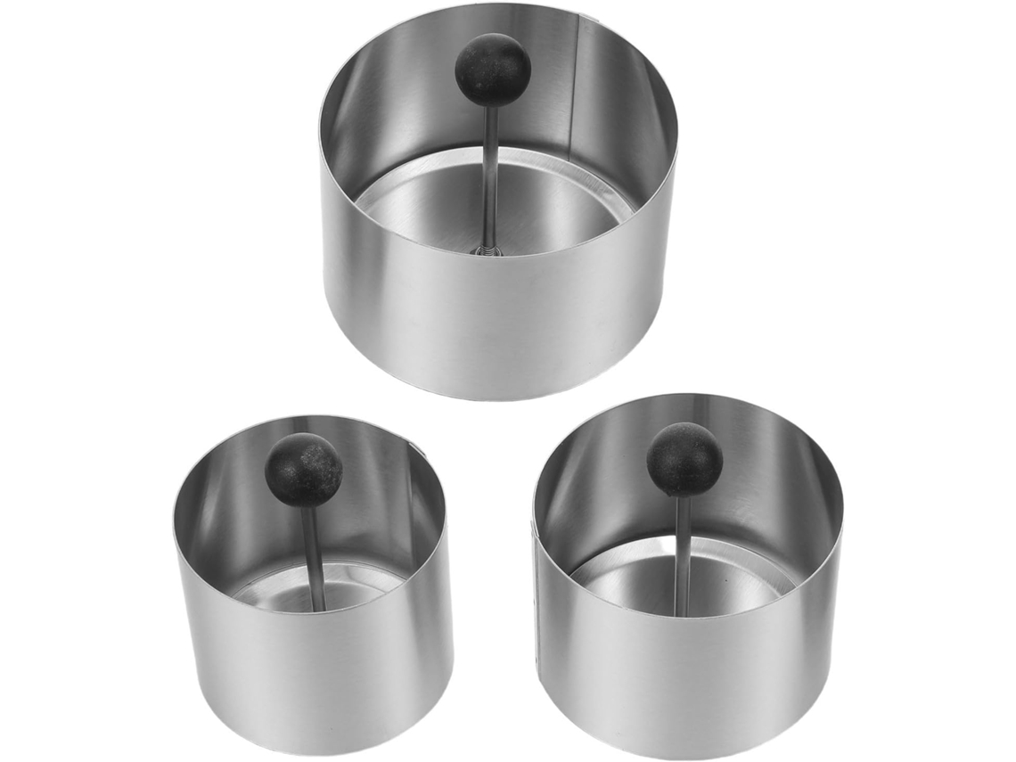 Conjunto de 3 formas redondas em aço inoxidável para bolo mousse