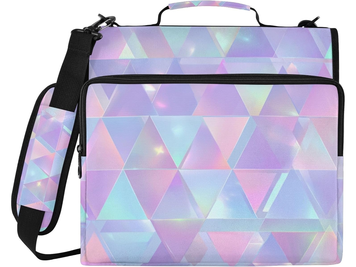 Carteira Holográfica Com Três Argolas E Fecho De Zíper, Com Alça De Ombro, Bolso Com Zíper, Bolsa De Armazenamento