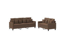 Maison Exclusive - 2 Pcs Conjunto De Sofás Com Almofadões Tecido Castanho