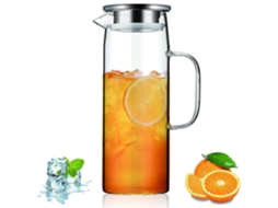 Jarra De Vidro De 1500ml Com Tampa, Jarra Transparente De Borosilicato Para Bebidas Quentes E Frias, Bico Anti-gotejamento.