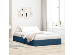 Vidaxl Estrutura De Cama Ottoman Azul 120 X 200 Cm Tecido
