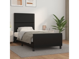 Vidaxl Estrutura Cama C/ Cabeceira 100x200 Cm Couro Artificial Preto
