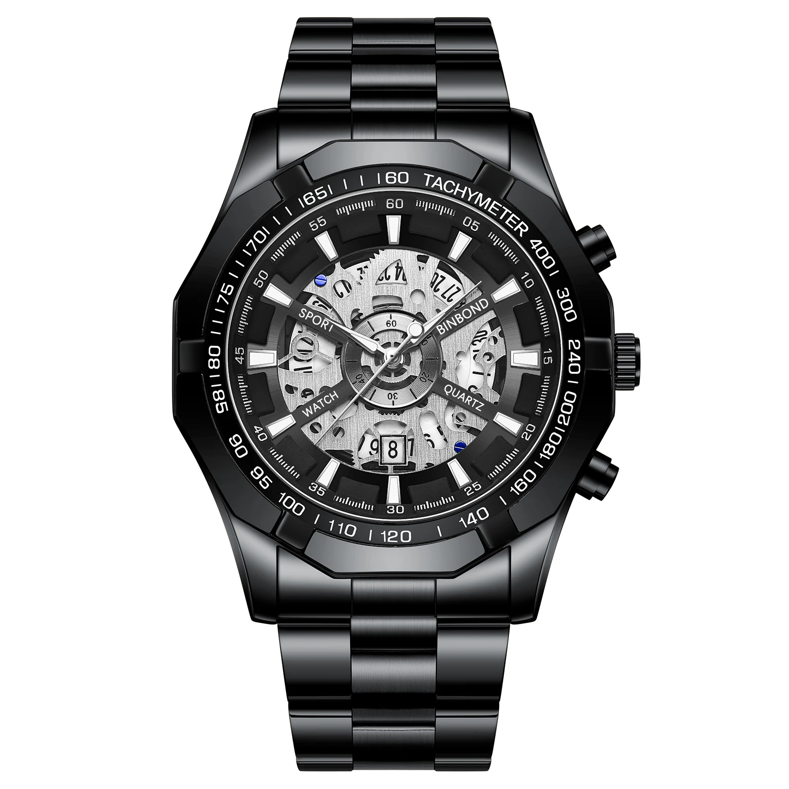 Relógio Masculino MDUG de luxo com pulseira de aço inoxidável, elegante e à prova d'água, com mecanismo de quartzo