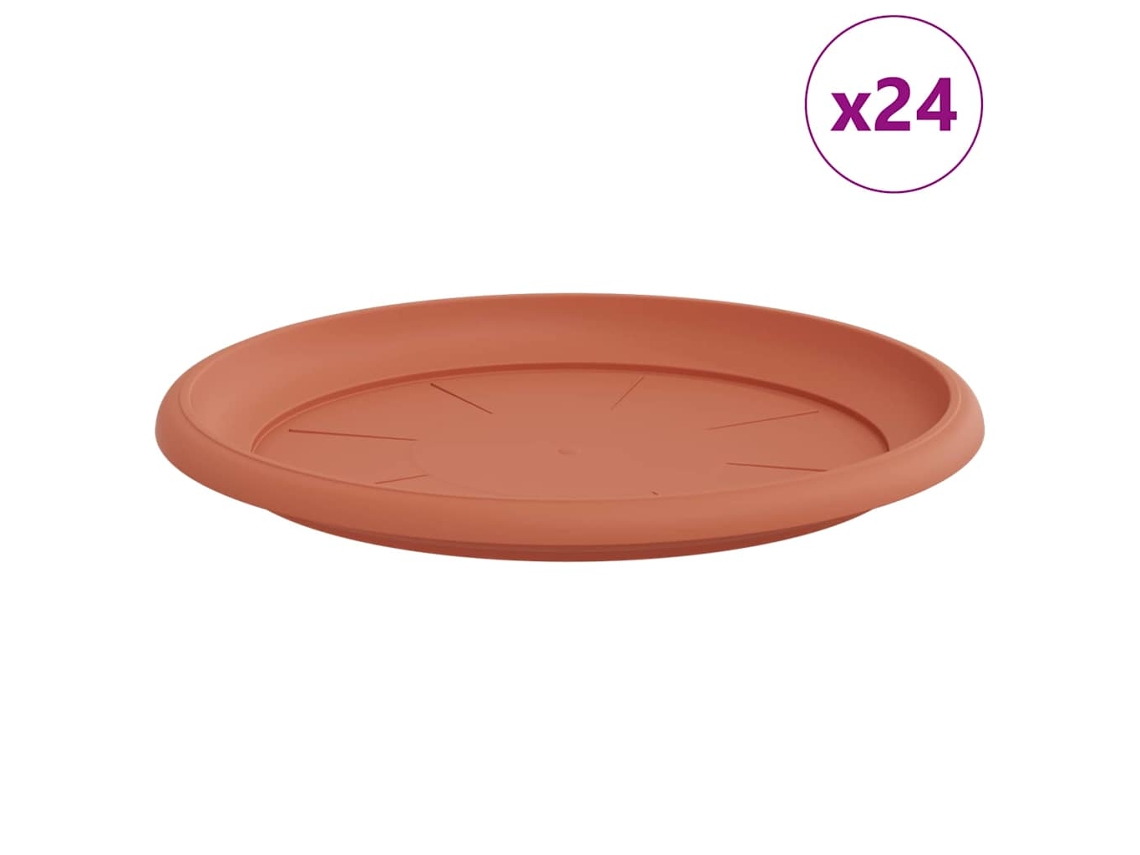 Conjunto 24 Bandeja Para Flores Vidaxl Vermelho Plástico (ø 27 X 2,5 Cm)