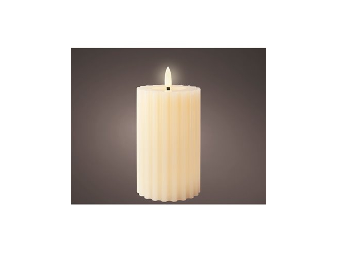 Vela Led Superfície Rugosa Ø7,5x14,8cm Lumineo Creme