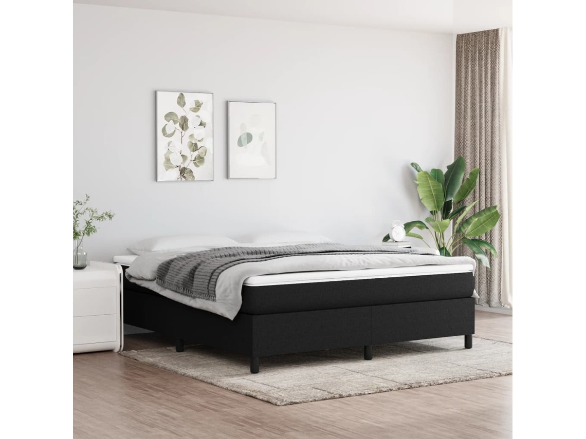 Vidaxl Cama Com Molas/colchão 160x200 Cm Tecido Preto