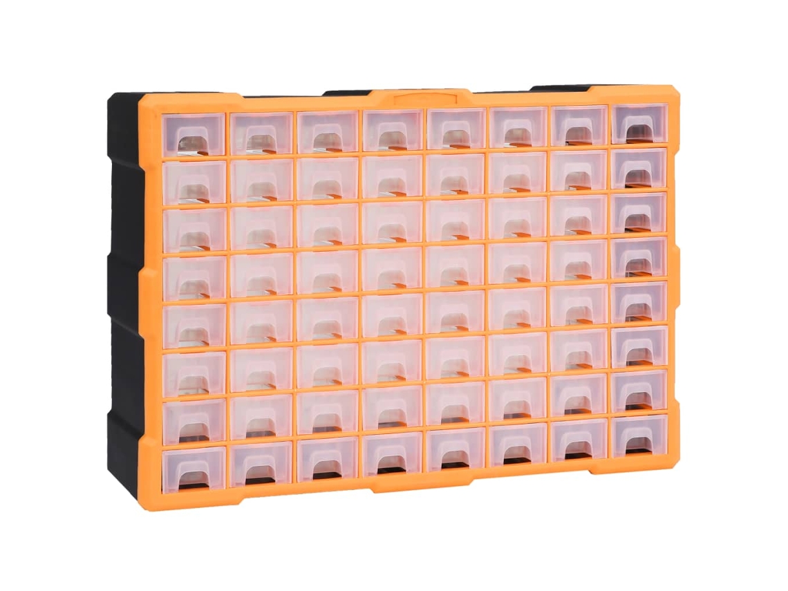 Conjunto 1 Multi-drawer Organiser, Multi-drawer Organisers Vidaxl Laranja Polipropileno (64 Gavetas)