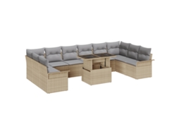 Conjunto 11 Móveis De Jardim Vidaxl Bege Vime Pe (100 X 55 X 73 Cm)