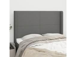 Vidaxl Cabeceira Cama C/ Abas Tecido 147x16x118/128 Cm Cinzento-escuro