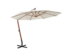 Guarda-sol suspenso com poste de madeira 350 cm branco Dkd Home Decor