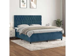 Vidaxl Cama Com Molas/colchão 160x200 Cm Veludo Azul-escuro