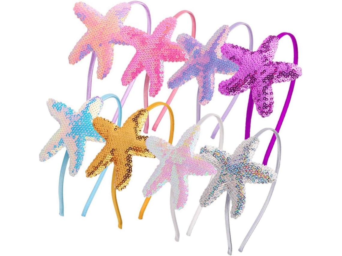 Conjunto De 8 Tiaras Com Estampa De Estrela-do-mar Para Meninos E Meninas - Design Náutico - Acessórios Para Cabelo