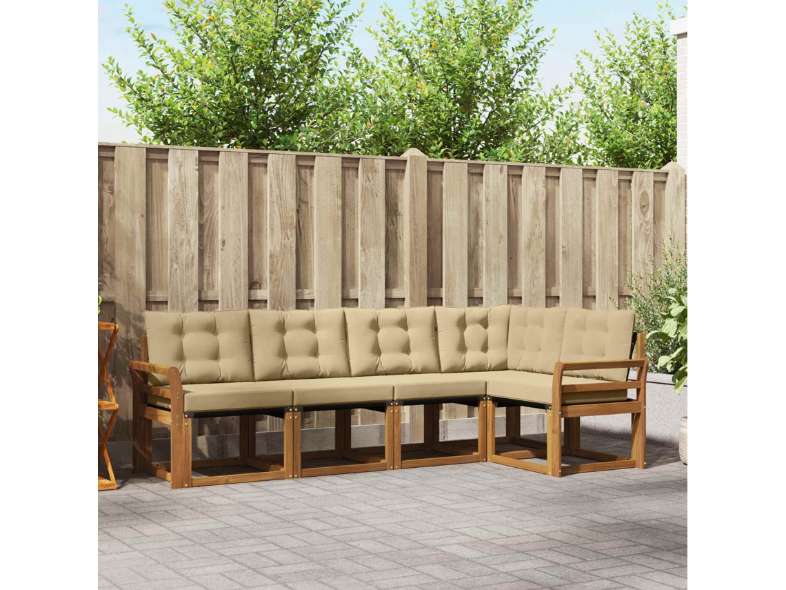 Vidaxl Conjunto De Sofás Para Exterior 5 Pcs Natural E Bege