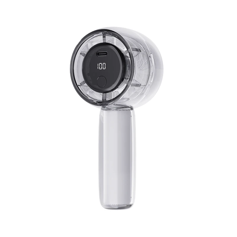 (cinza) Ventilador Portátil Transparente De Alta Velocidade, Bateria Recarregável De 1800mah, Luz Led De 7 Cores