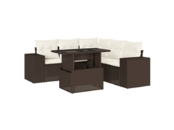 Conjunto de 6 Sofás Jardim com Almofadões Vime Pe Castanho MAISON EXCLUSIVE (80x200 cm)