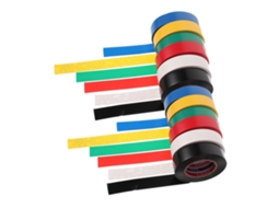 Conjunto De 12 Rolos Fita Isolante Pvc 18mm X 20m Para Fixação Cabos, Resistente Para Uso Interno E Externo Em Reformas